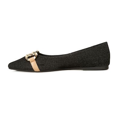 London Rag Cressida Women's Denim Horsebit Ballet Flats
