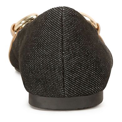 London Rag Cressida Women's Denim Horsebit Ballet Flats