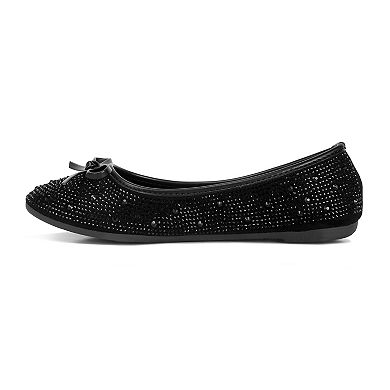 London Rag Women's Rhinestone & Stud Ballet Flats