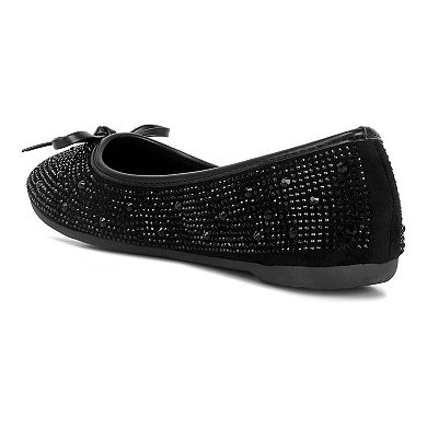 London Rag Women's Rhinestone & Stud Ballet Flats