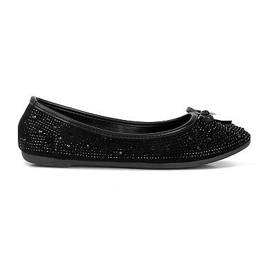 London Rag Women's Rhinestone & Stud Ballet Flats