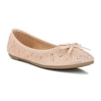 London Rag Women's Rhinestone & Stud Ballet Flats