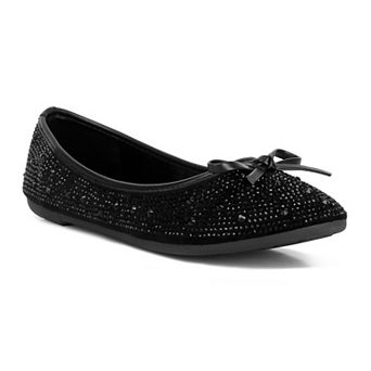 London Rag Women's Rhinestone & Stud Ballet Flats