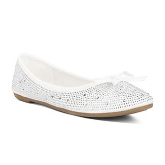 London Rag Women's Rhinestone & Stud Ballet Flats