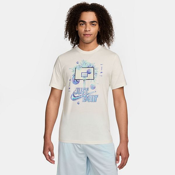 Men's Nike Iridescent Holo Chromed Print Basketball Swoosh Graphic Tee - Sail (XXL)