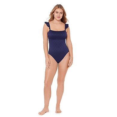 Women's Draper James Waist Minimizer Ruffle Strap One-Piece Swimsuit