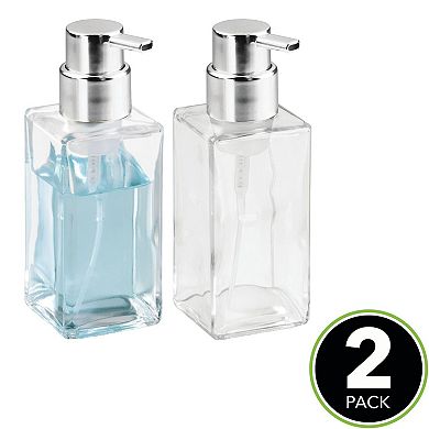 mDesign Casi Glass Refillable Foaming Soap Dispenser Pump, 2 Pack
