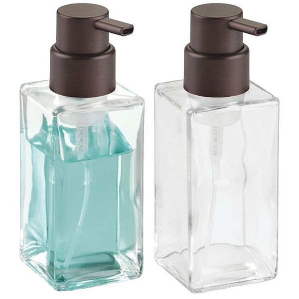 mDesign Casi Glass Refillable Foaming Soap Dispenser Pump, 2 Pack