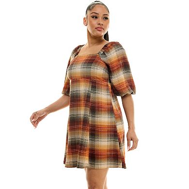 Women's Luxology Smock Back Plaid Empire Waist Dress