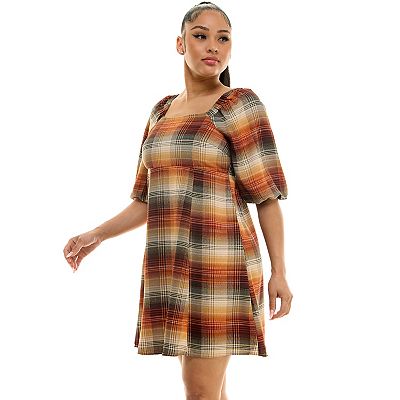 plaid smock dress Sassy Shortcake Rock the true to size ZAFUL Tied Shoulder Plaid Flounce