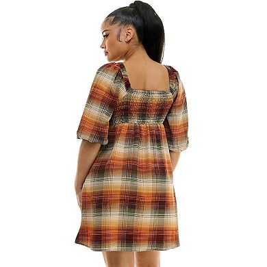Women's Luxology Smock Back Plaid Empire Waist Dress