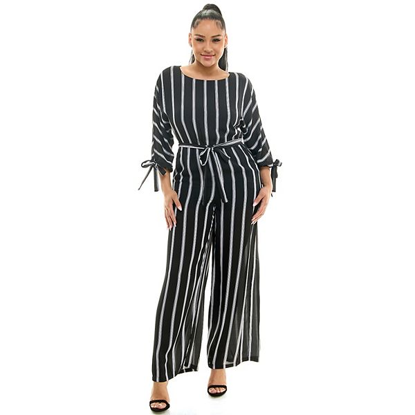 Women's Luxology Three Quarter Sleeve Belted Jumpsuit