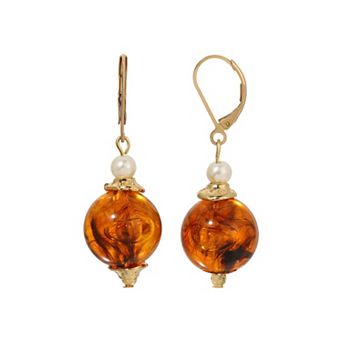 1928 Marbled Bead Drop Earrings