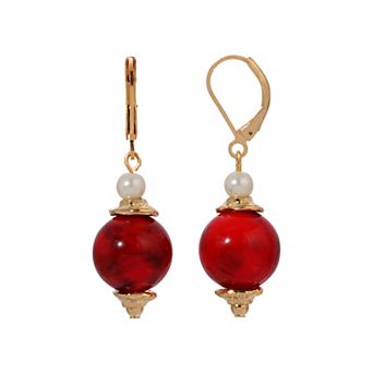 1928 Marbled Bead Drop Earrings
