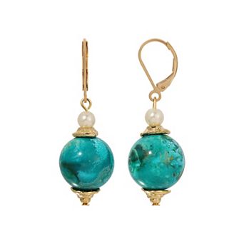 1928 Marbled Bead Drop Earrings
