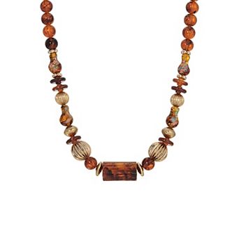 1928 Gold Tone Tortoise Color Collar Necklace