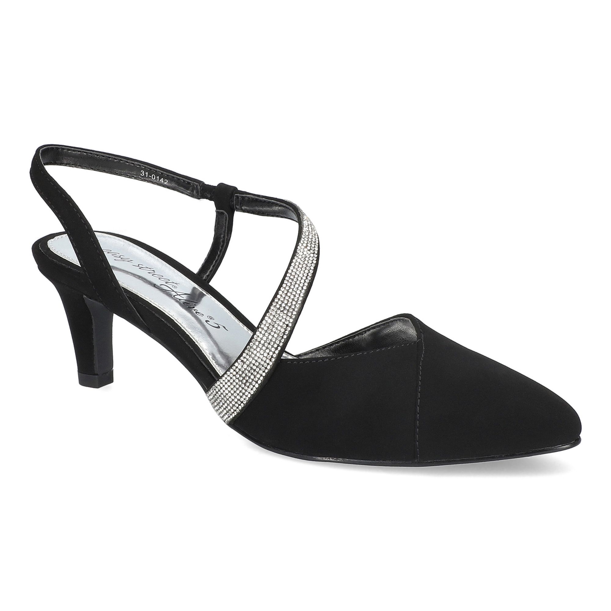 Easy Street Emerald Womens Asymmetrical Slingback Pumps, Size: 5.5, Black 