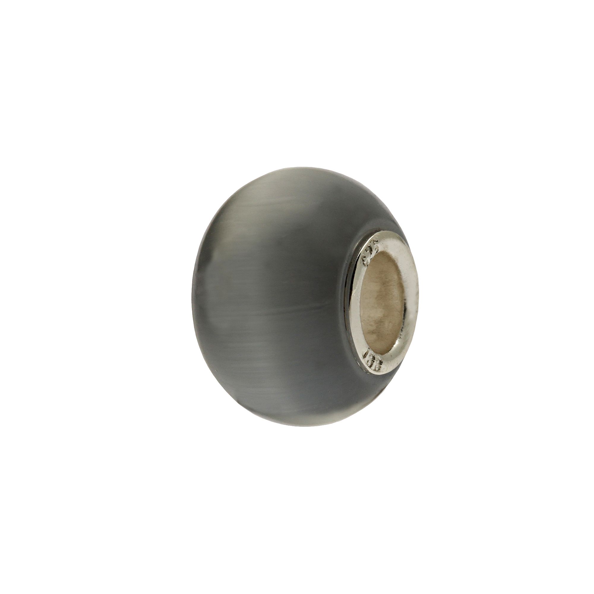 Individuality Beads Sterling Silver Glass Bead, Womens, Gray