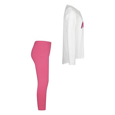 Girls 4-6x Nike Logo Long Sleeve Graphic Tee and Leggings Set