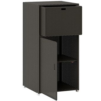 Outsunny Outdoor Towel Rack for Pool w/ Drawer & Cabinet, Dark