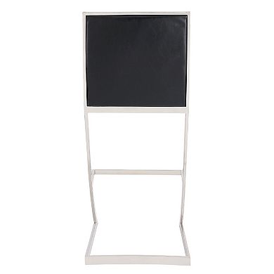 Barstool with Channel Stitching and Angled Cantilever Base, Black and Silver