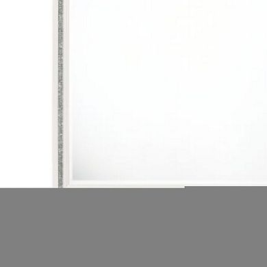 46 Inch Solid Wood Mirror, Shimmering Silver Accent, Landscape, White