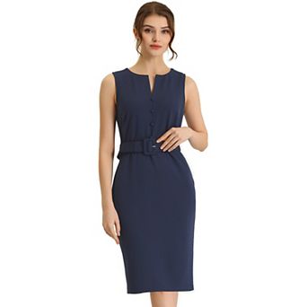 Women's Elegant Sleeveless Work Dresses For Women's Round Neck Bodycon Sheath Dress