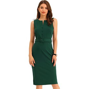 Women's Elegant Sleeveless Work Dresses For Women's Round Neck Bodycon Sheath Dress