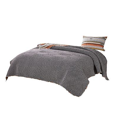 Reversible 2 Piece Twin Size Quilt Set with Stripes Pattern, Multicolor
