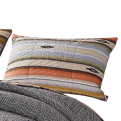 Reversible 2 Piece Twin Size Quilt Set with Stripes Pattern, Multicolor