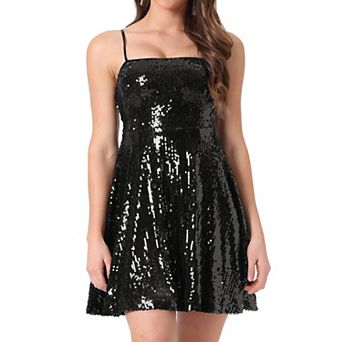 Women's Adjustable Spaghetti Straps Party Glitter Sparkle Sequin Dress