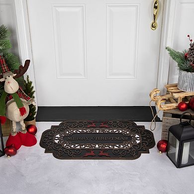 Merry Christmas Doormat with Red Reindeer 18" x 30"