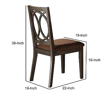Wooden Side Chair with Cushioned Seat and Cut Out Back, Set of 2,Brown