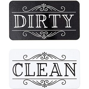 Dishwasher Magnet Sign – Clean/Dirty Indicator, Stainless Steel, 7x1.5 Inch, Red/Green (Silver)