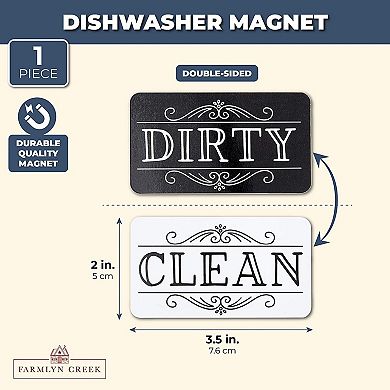 Double Sided Dishwasher Magnet Sign, Dirty, Clean (3.5 x 2 Inches)