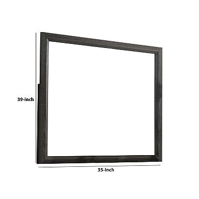 39 Inch Contemporary Wooden Frame Mirror, Gray