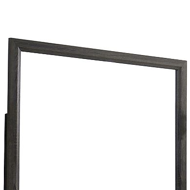 39 Inch Contemporary Wooden Frame Mirror, Gray