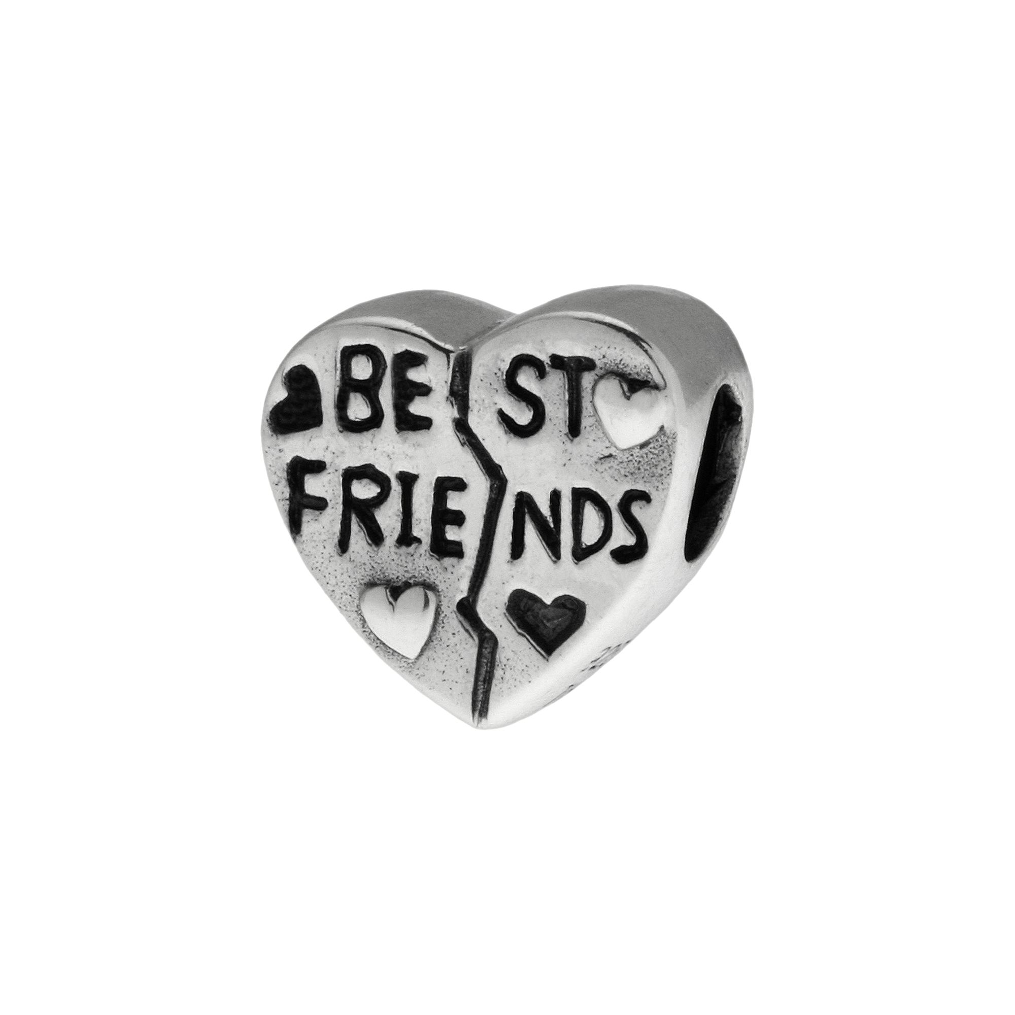 Individuality Beads Sterling Silver Best Friends Heart Bead, Womens
