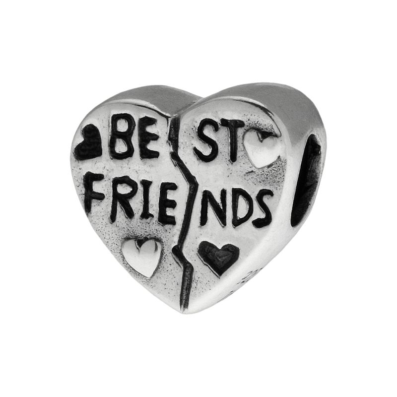 Individuality Beads Sterling Silver Best Friends Heart Bead, Womens, Grey