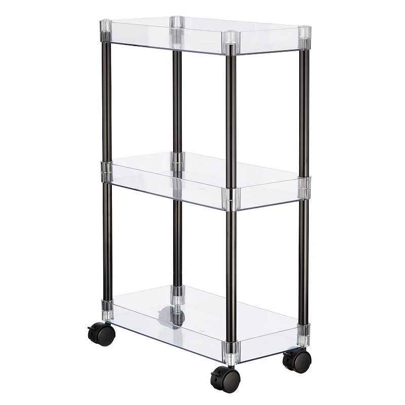 mDesign Small Portable Mini Fridge Storage Cart with Wheels and Handles -  White