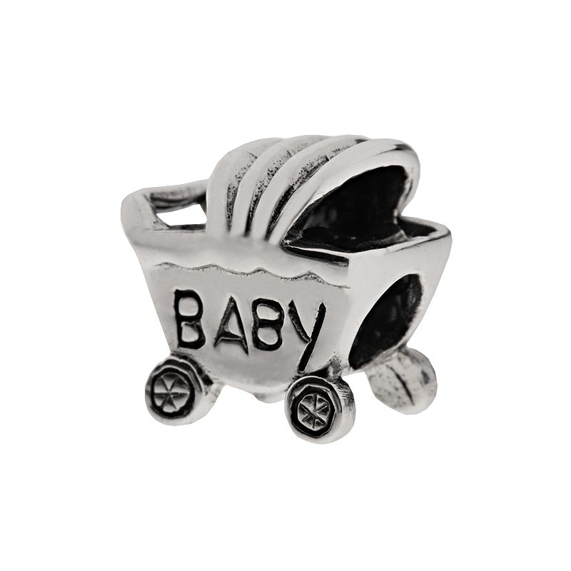 Individuality Beads Sterling Silver Baby Carriage Bead, Womens, Grey
