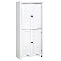 HOMCOM 67 4-Door Pantry Cabinets, Kitchen Storage Cabinet with Drawer and  Adjustable Shelves, White