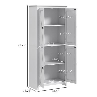 HOMCOM 72inch Modern Kitchen Pantry, Pantry Organizer w/ 4-Tier Shelving