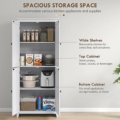 HOMCOM 72inch Modern Kitchen Pantry, Pantry Organizer w/ 4-Tier Shelving