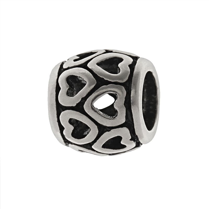 Individuality Beads Sterling Silver Heart Spacer Bead, Womens, Grey