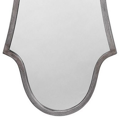 Mirror with Arched Design and Metal Frame, Antique Silver