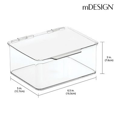 mDesign Plastic Playroom/Gaming Storage Organizer Box, Hinge Lid, 8 Pack, Clear