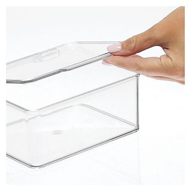 mDesign Plastic Playroom/Gaming Storage Organizer Box, Hinge Lid, 8 Pack, Clear
