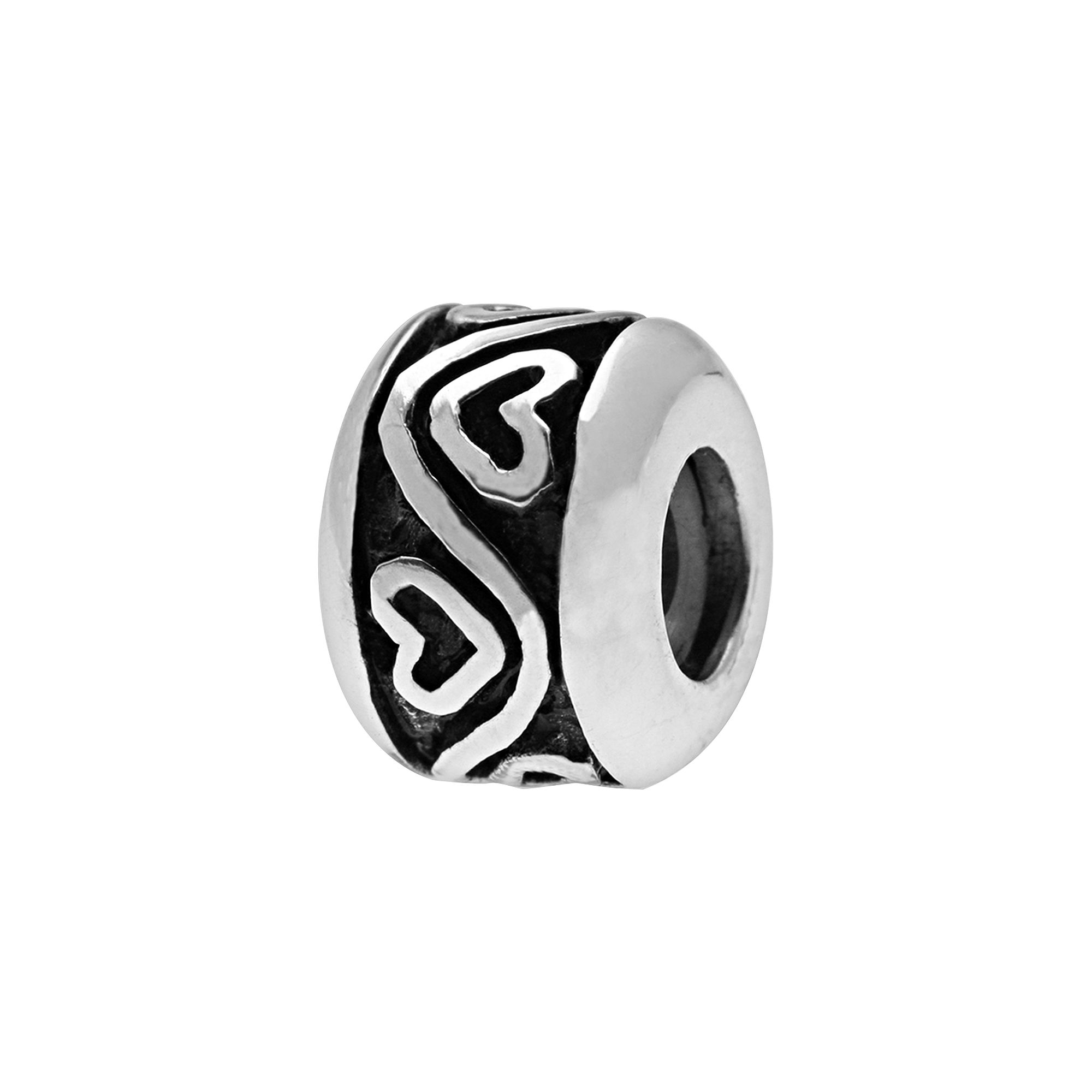 Individuality Beads Sterling Silver Striped Heart Stopper Bead, Womens