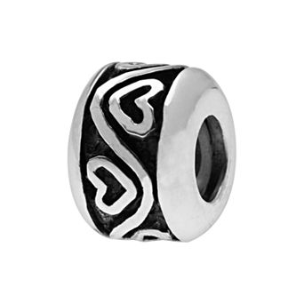 Individuality Beads Sterling Silver Striped Heart Stopper Bead